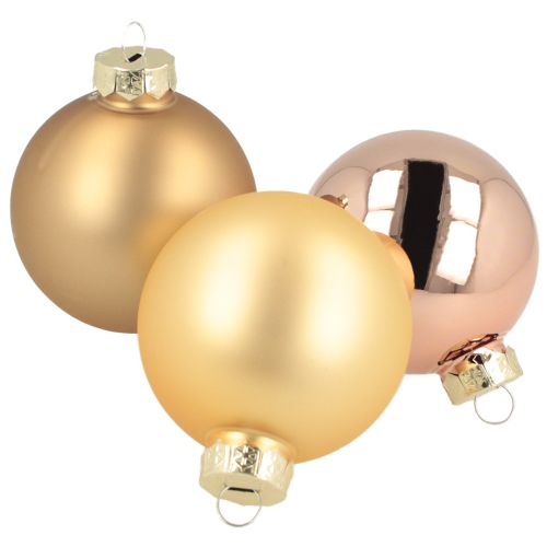 Christmas bauble trio gold &amp; rosé – elegant set of 3 with shine and style 5 cm 24 pcs