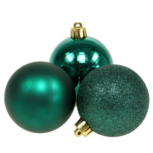 Floristik24 Christmas ball emerald green mix Ø6cm 10pcs