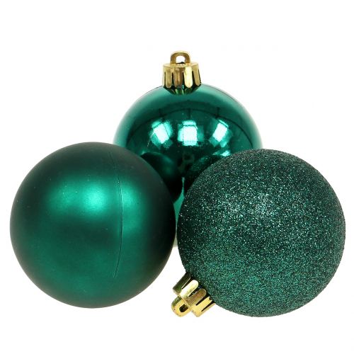 Christmas ball emerald green mix Ø6cm 10pcs