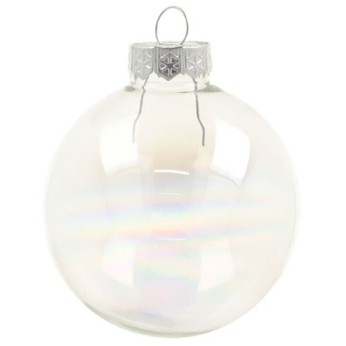 Glass ball in mother-of-pearl look with iridescent shimmer 6cm 24pcs