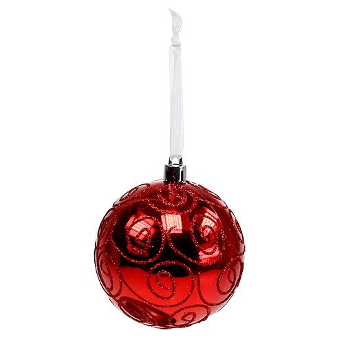 Floristik24 Christmas ball Ø8cm red with pattern 1p