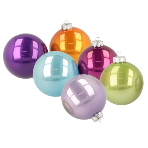 Set of 10 Glossy Glass Baubles in Multicolour, 95mm Diameter buy online | Floristik24.co.uk