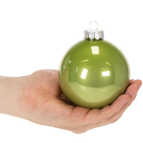 Set of 10 Glossy Glass Baubles in Multicolour, 95mm Diameter | Floristik24.co.uk