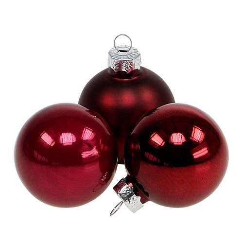 Christmas ball glass Ø4cm Bordeaux mix 24pcs