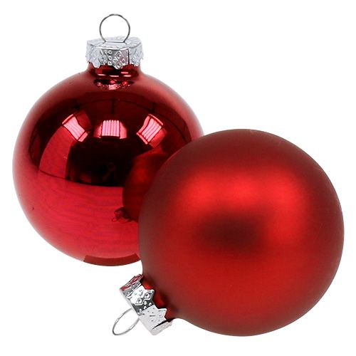 Christmas ball glass Ø6cm red mix 24pcs