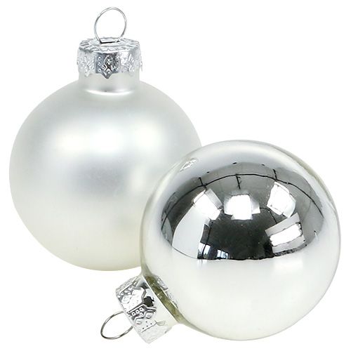 Floristik24 Christmas ball glass Ø6cm silver mix 24 pcs