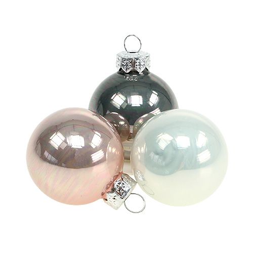 Floristik24 Christmas ball glass Ø3,5cm pink, gray, cream 16pcs