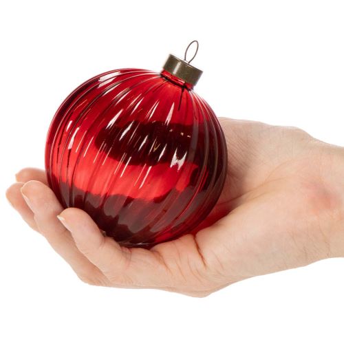 Glass Christmas Baubles Red 8cm Set of 12 | Floristik24.co.uk