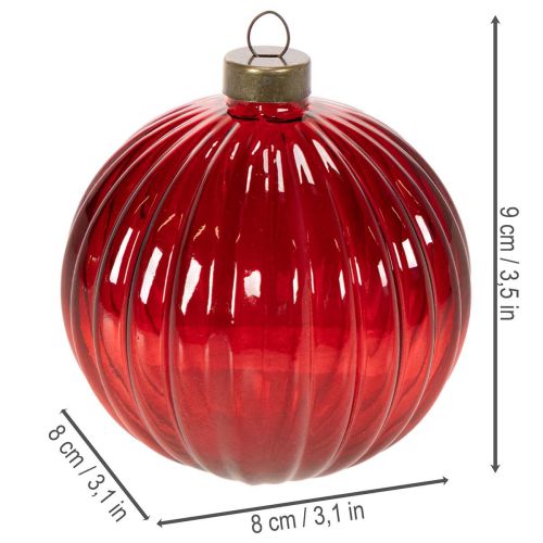 Glass Christmas Baubles Red 8cm Set of 12 | Floristik24.co.uk
