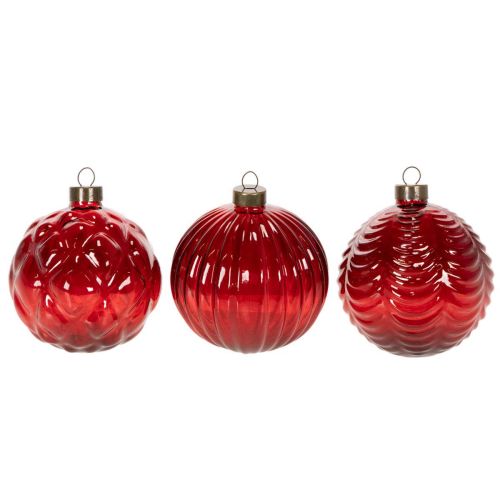 Glass Christmas Baubles Red