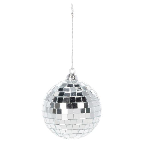 Set of 6 Silver Mirror Ball Christmas Ornaments, 7cm | Floristik24.co.uk