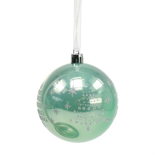 Product Christmas ball with glitter eucalyptus Ø8cm 6pcs