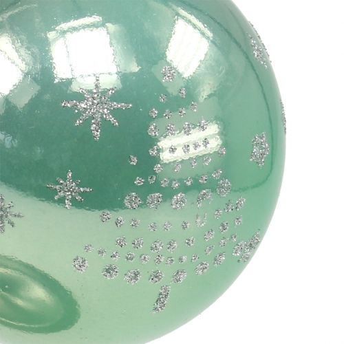 Product Christmas ball with glitter eucalyptus Ø8cm 6pcs