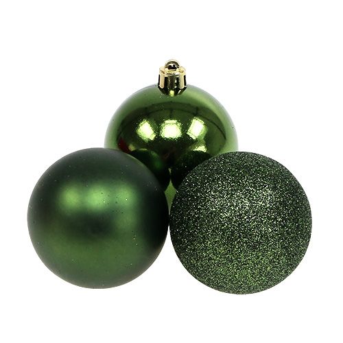 Floristik24 Christmas ball plastic Ø6cm green 10pcs