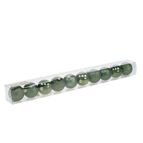 Floristik24 Christmas ball plastic Ø6cm green 10pcs