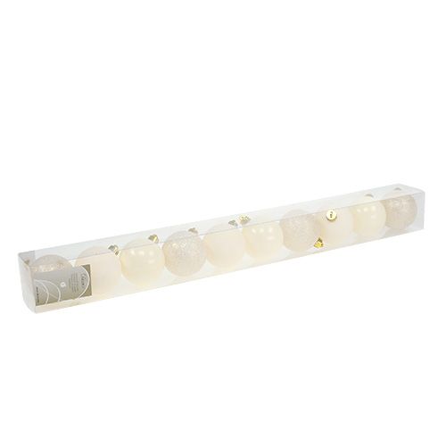 Floristik24 Christmas ball plastic cream Ø60mm 10pcs