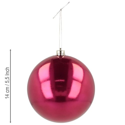 Floristik24 Christmas ball plastic large Christmas tree ball pink Ø14cm