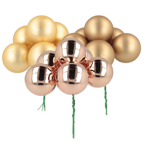 Christmas bauble rose gold glass mirror berries Ø40mm 32 pcs