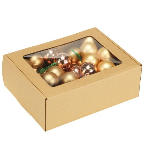Product Christmas bauble rose gold glass mirror berries Ø40mm 32 pcs