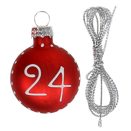 Floristik24 Christmas ball Ø3.5cm with numbers red 24 pcs
