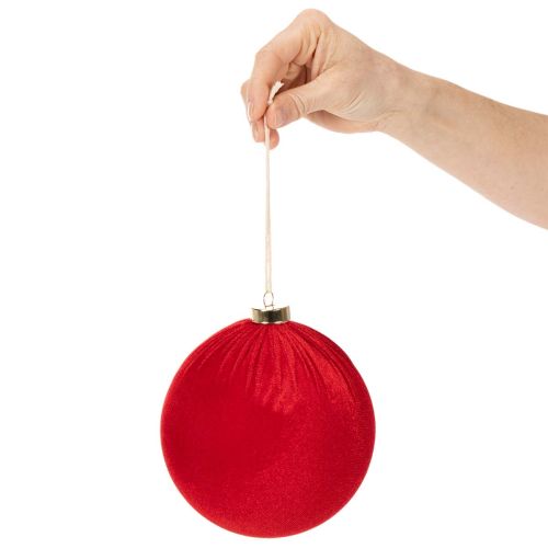 Product Red Velvet Christmas Baubles Set of 3 15cm Indoor Decoration