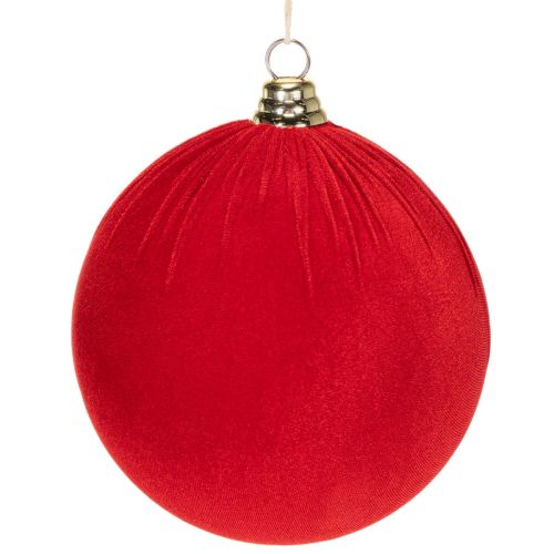 Set of 3 Red Velvet-Style Christmas Baubles 20cm