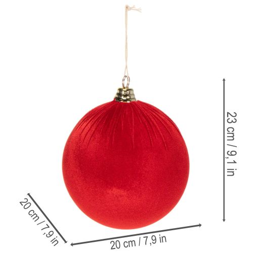Set of 3 Red Velvet-Style Christmas Baubles 20cm | Floristik24.co.uk