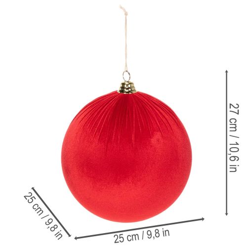 Velvet Red Christmas Bauble Set, 25cm, Hanging Decoration, 2 Pieces | Floristik24.co.uk