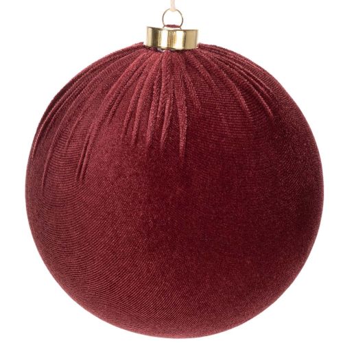 Velvet Christmas Baubles in Burgundy, 15cm, Set of 3