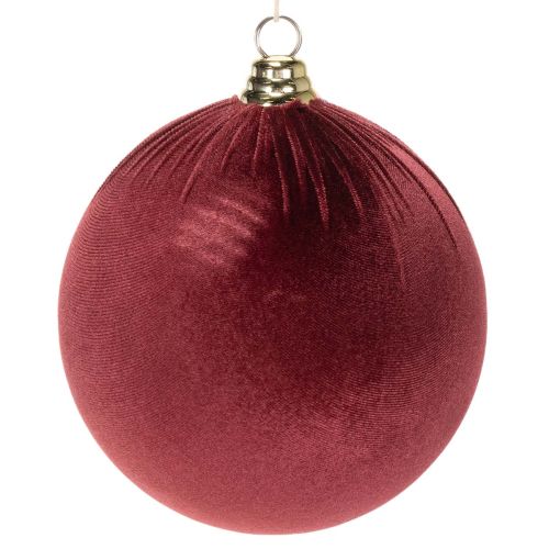 Large Velvet-Look Christmas Baubles Burgundy 20cm Set of 3