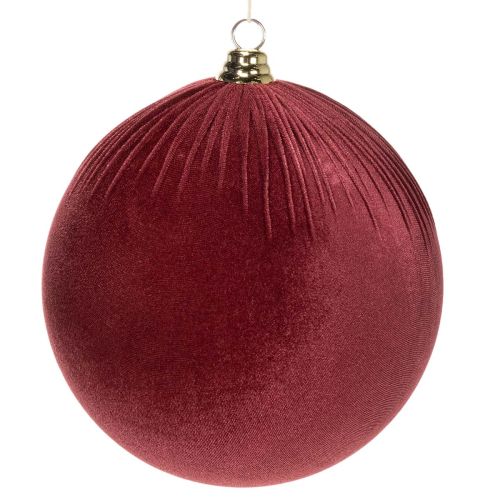 Velvet Red Christmas Baubles Large Hanging Ornament 25cm Set of 2