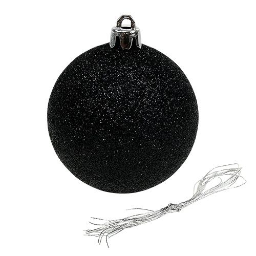 Floristik24 Christmas Ball Black Mix Ø7cm plastic 6pcs