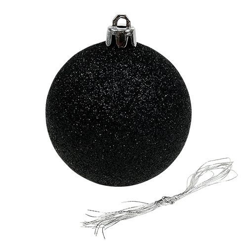 Product Christmas Ball Black Mix Ø7cm plastic 6pcs