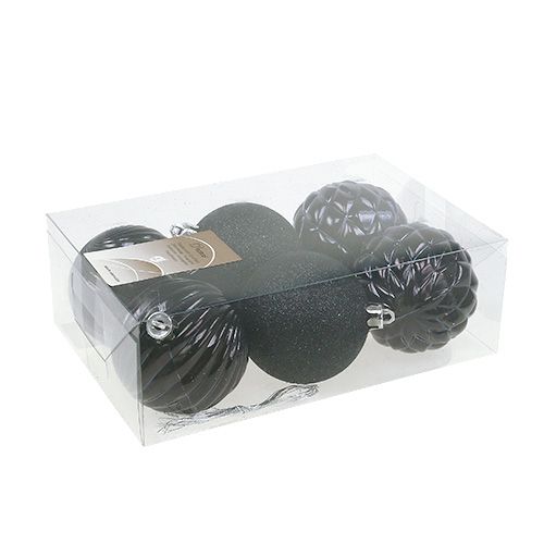 Floristik24 Christmas Ball Black Mix Ø7cm plastic 6pcs