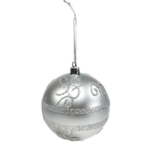 Floristik24 Christmas ball silver Ø8cm plastic 1p