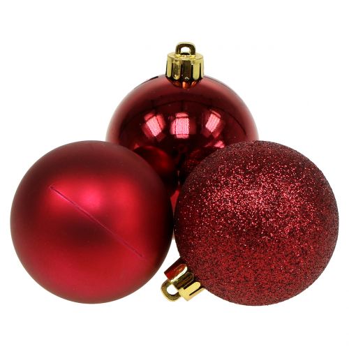 Floristik24 Christmas bauble ruby red mix Ø6cm 10p