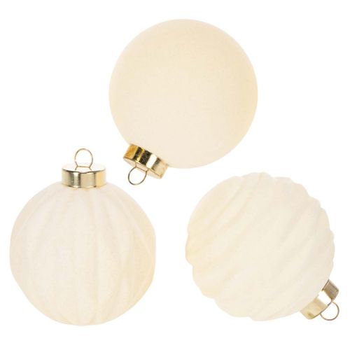 White Textured Christmas Bauble Ornament Set, 8cm, 12 Pieces buy online | Floristik24.co.uk