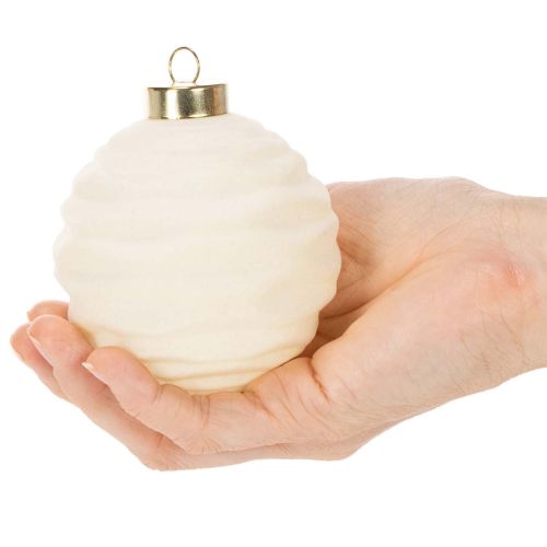 White Textured Christmas Bauble Ornament Set, 8cm, 12 Pieces | Floristik24.co.uk