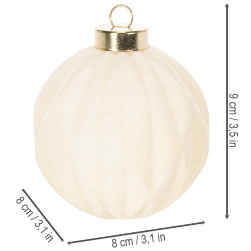 White Textured Christmas Bauble Ornament Set, 8cm, 12 Pieces | Floristik24.co.uk