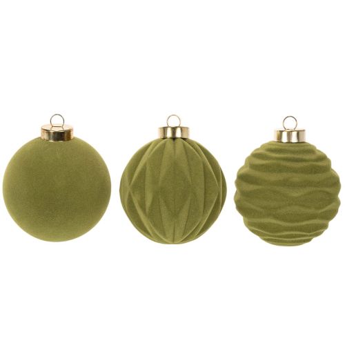 Set of 12 Moss Green Flocked
