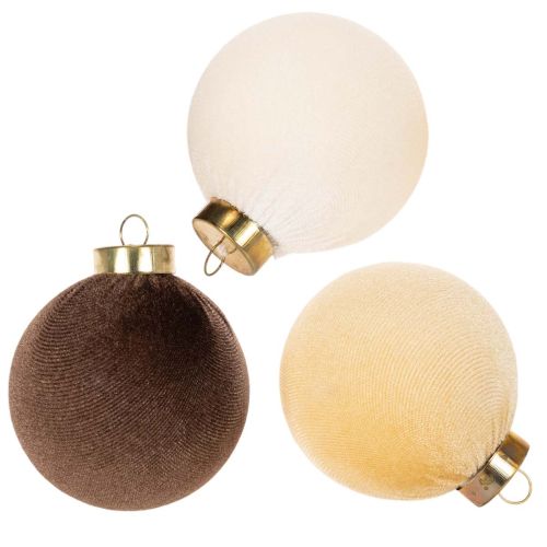 Velvet-Look Christmas Baubles Set of 12 in Warm Tones, 8cm Diameter buy online | Floristik24.co.uk