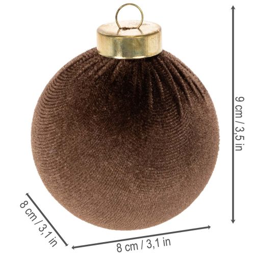 Velvet-Look Christmas Baubles Set of 12 in Warm Tones, 8cm Diameter | Floristik24.co.uk