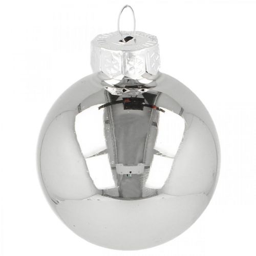 Product Mini Christmas ball, tree decoration mix, Advent decoration black/silver/mother of pearl H4.5cm Ø4cm real glass 24 pcs