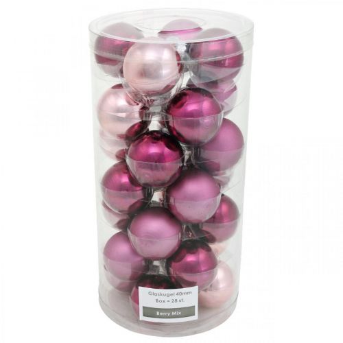Product Mini tree balls, Christmas ball mix, Christmas tree decorations violet H4.5cm Ø4cm real glass 24 pcs