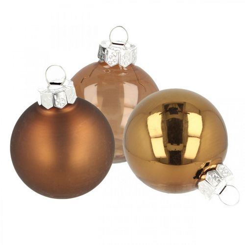 Floristik24 Christmas balls, tree decoration mix, mini Christmas tree balls brown H4.5cm Ø4cm real glass 24pcs