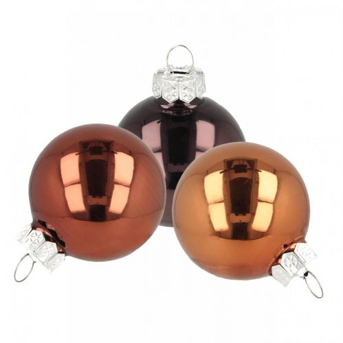 Floristik24 Christmas tree decorations, Christmas balls, tree ball mix brown H4.5cm Ø4cm real glass 24pcs