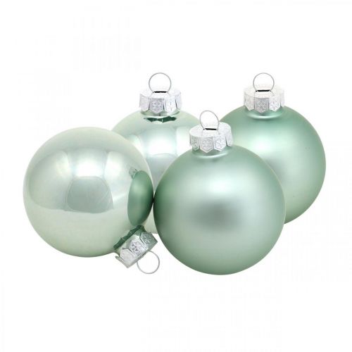 Floristik24 Christmas tree decorations, tree ball mix, mini Christmas balls green mint H4.5cm Ø4cm real glass 24pcs