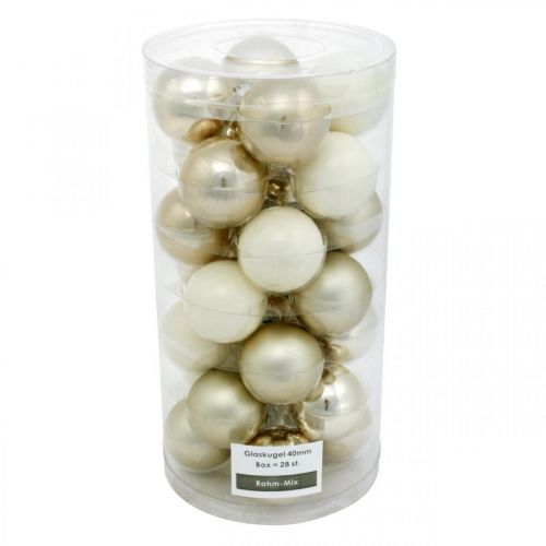 Product Christmas tree ball mix, Christmas decoration, mini tree decoration white/mother of pearl H4.5cm Ø4cm real glass 24 pcs