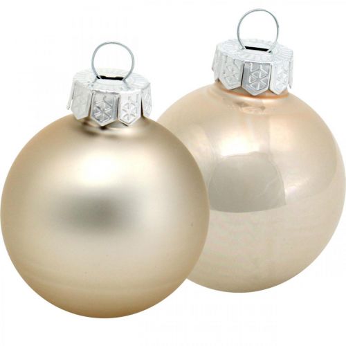 Floristik24 Tree decoration mix, Christmas balls, mini tree pendants golden/brown/mother of pearl/beige H4.5cm Ø4cm real glass 24 pcs