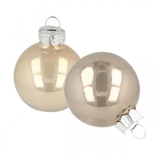 Floristik24 Christmas tree balls, mini tree balls, Christmas decorations mix beige / mother-of-pearl H4.5cm Ø4cm real glass 24pcs